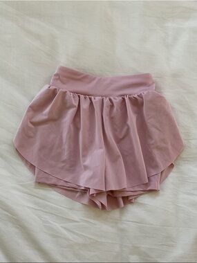 Women's Light Pink Layered Skort with Elastic Waistband